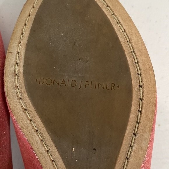 Donald J Pliner Pink Sonnet Demi-Wedge Flats Jeweled Peep Toe Shimmer Barbiecore - Picture 14 of 16
